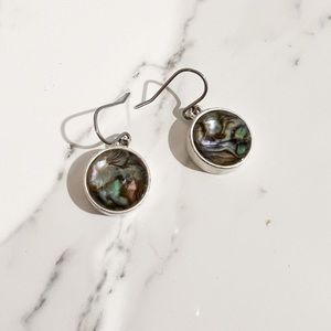 Swirly black stone dangle earrings